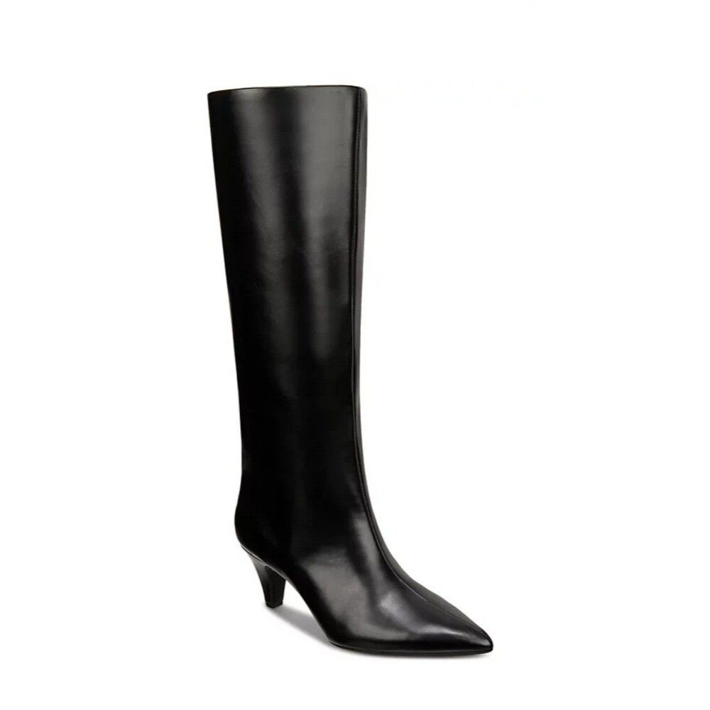 Alfani Black Leather Knee-High Pointed-Toe Boots